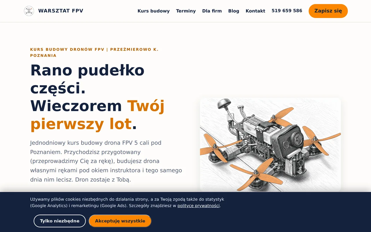 Zrzut ekranu strony warsztatfpv.pl